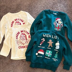 Toddler 3T Christmas holiday Santa & Bluey matching twin set!!
